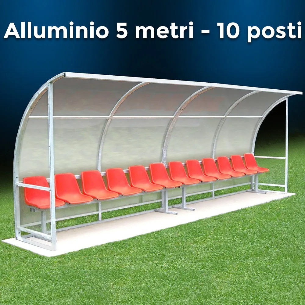 panchina per campo di calcio in alluminio 10 posti