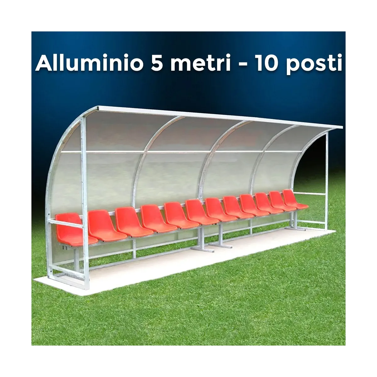 panchina per campo di calcio in alluminio 10 posti
