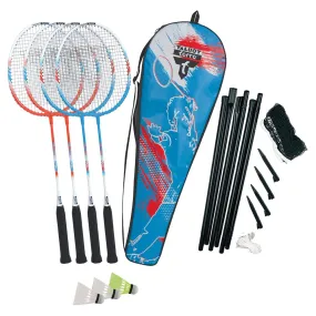 Set 4 racchette badminton Torro Fighter con rete, volani e borsa