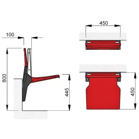 Poltroncina con sedile ribaltabile per tribuna, ignifugo e anti-UV