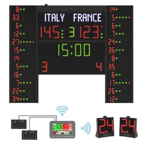Tabellone elettronico multi-sport H25 con pannelli falli e 24 secondi