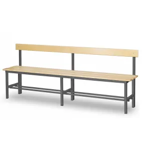 Panchina spogliatoio in acciaio 2 mt - schienale