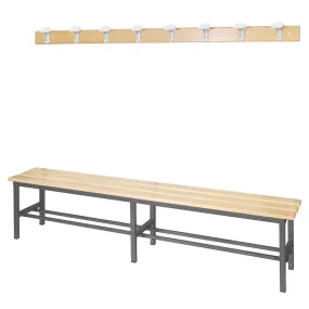 Panchina spogliatoio in acciaio 2 mt - appendiabiti