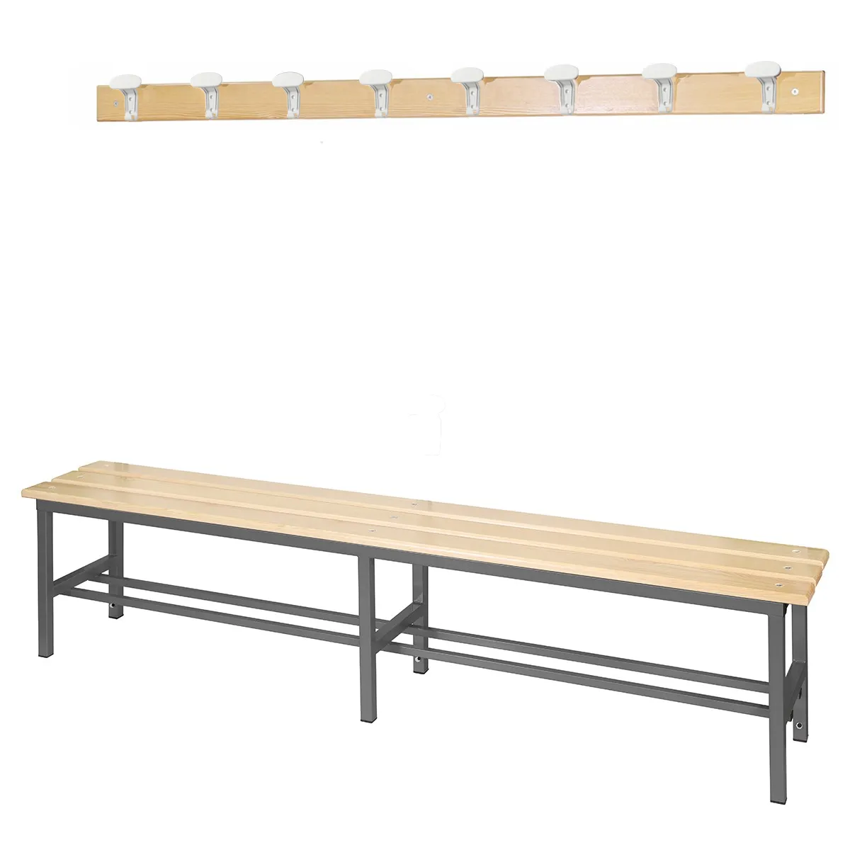 Panchina spogliatoio in acciaio 2 mt - appendiabiti