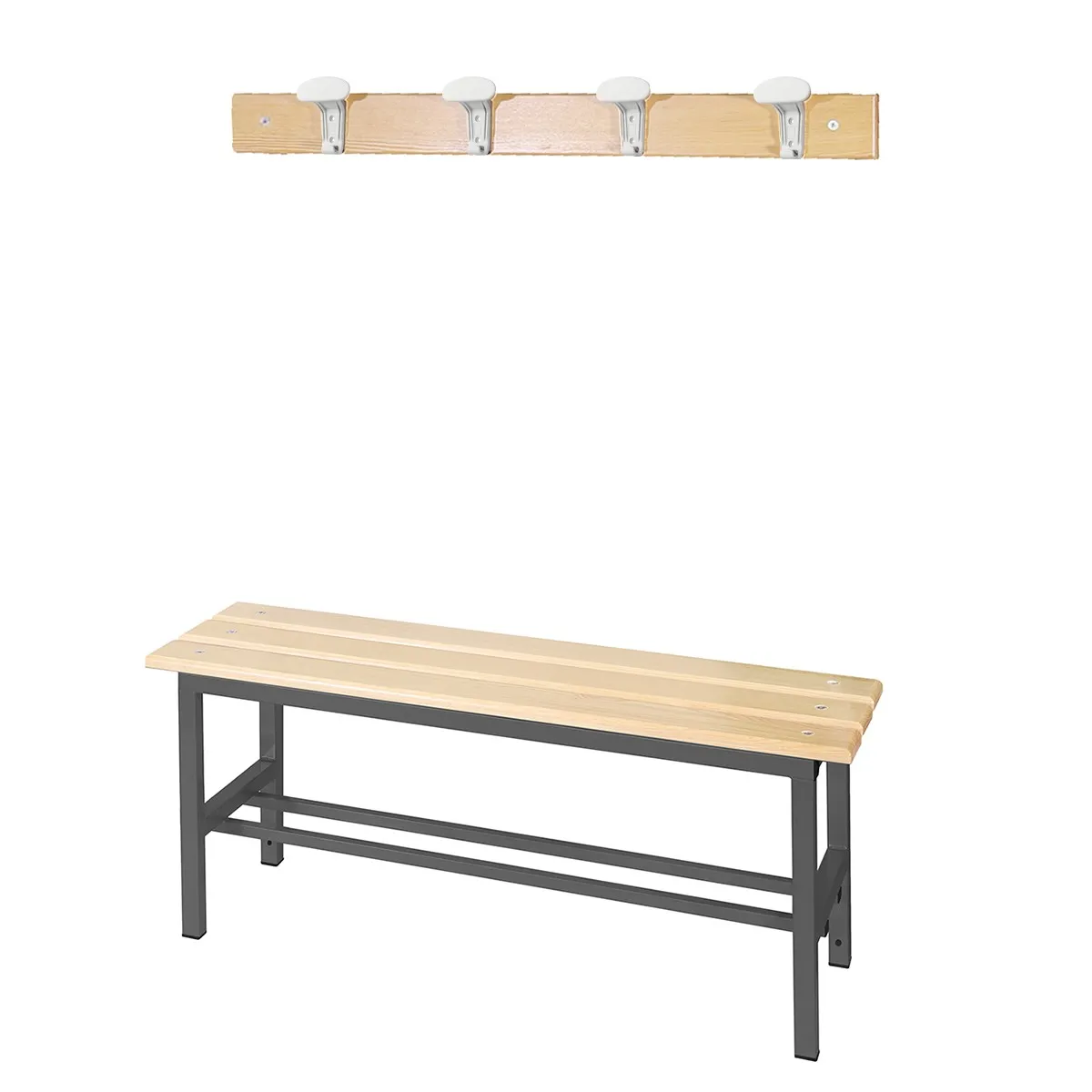 Panchina spogliatoio in acciaio 1 mt - appendiabiti
