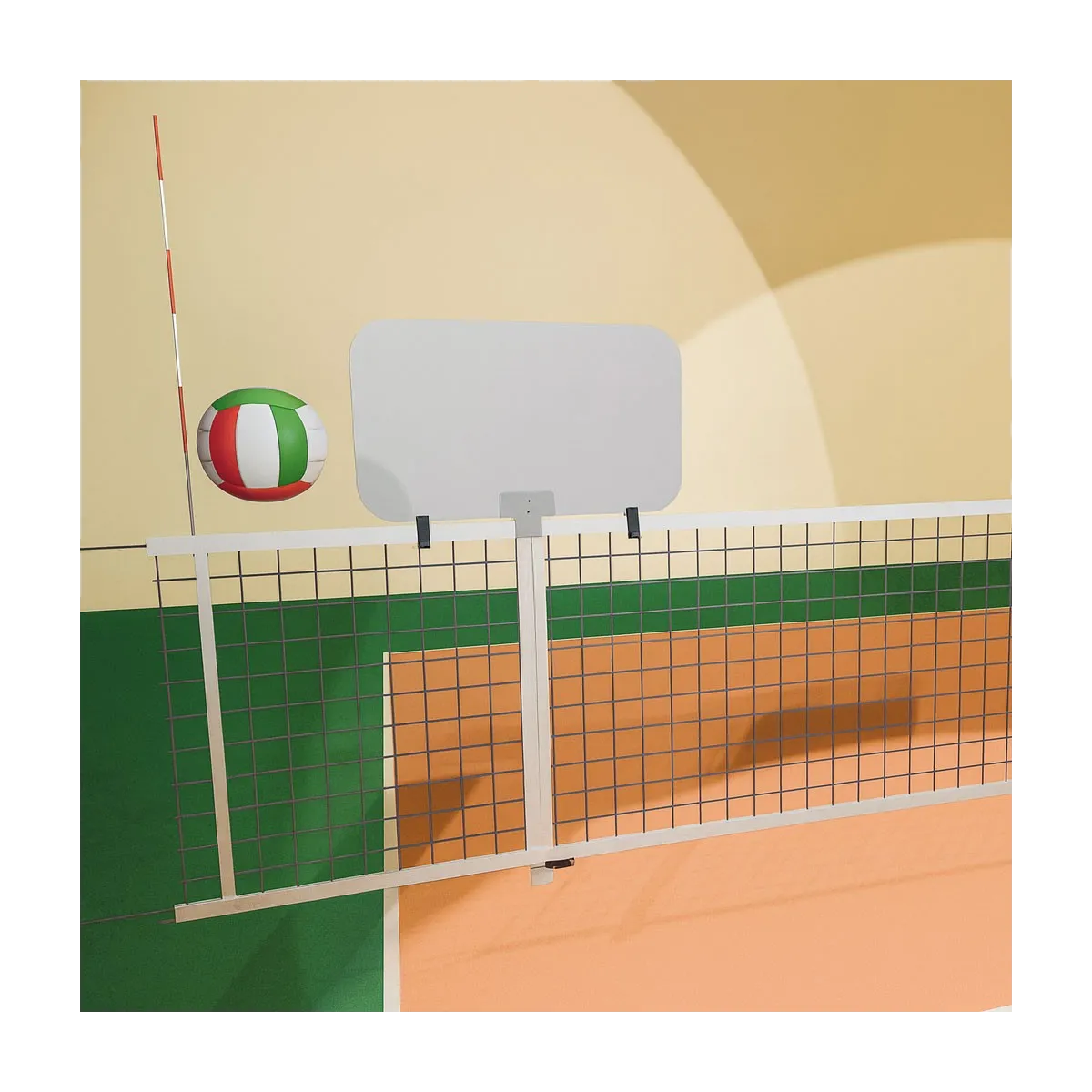 Simulatore di muro per volley agganciabile a rete
