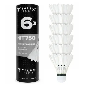 Set di 6 volani per badminton Torro Tech Hit 750, piume naturali