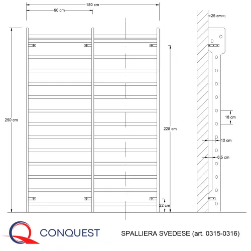 Misure spalliere svedesi Conquest