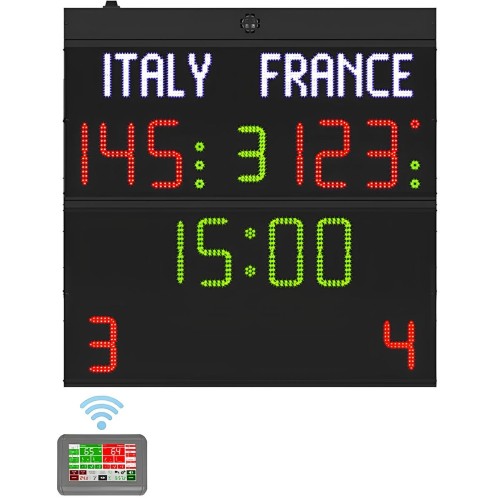 Tabellone elettronico multisport H25N, completo di consolle Wireless, omologato
