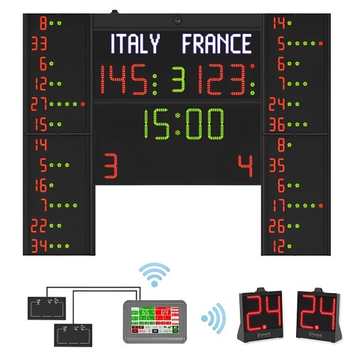 Tabellone elettronico multi-sport H25 con pannelli falli e 24 secondi