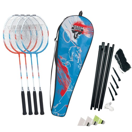 Set 4 racchette badminton Torro Fighter con rete, volani e borsa