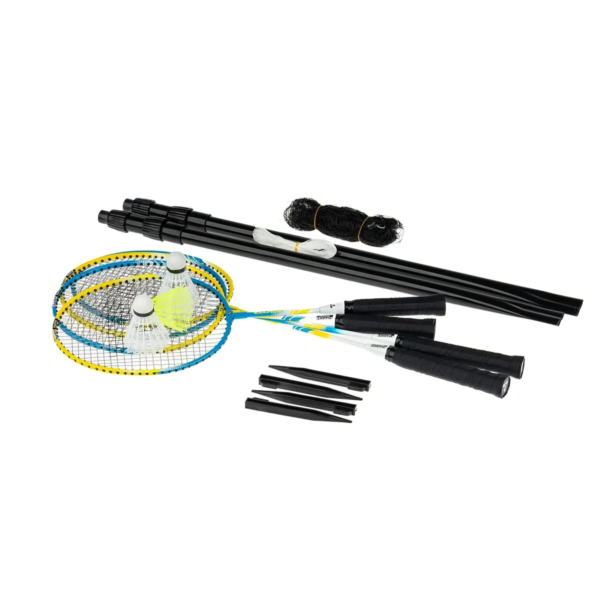 Set badminton Family con rete, 4 racchette e volani