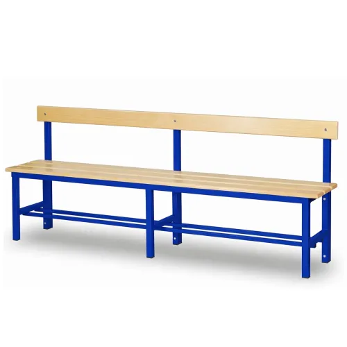 Panchina spogliatoio da mt 2 con schienale, colore blu