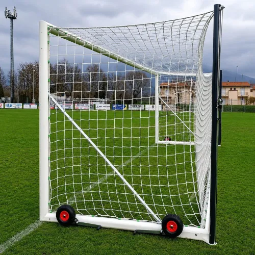 Porta calcio mobile 7,32x2,44 m in alluminio UNI EN 748