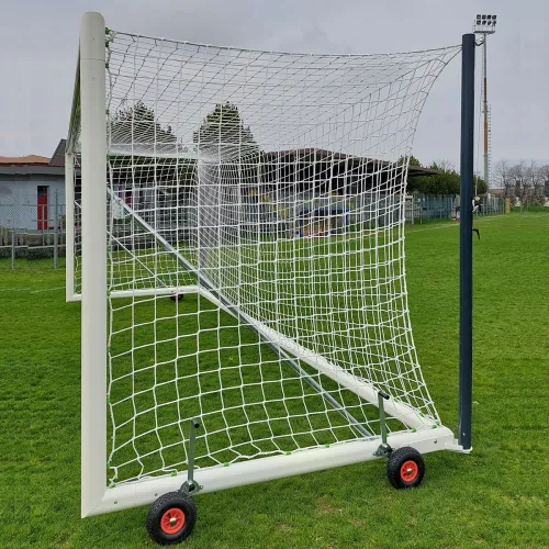 Porta calcio mobile 7,32x2,44 m in alluminio UNI EN 748