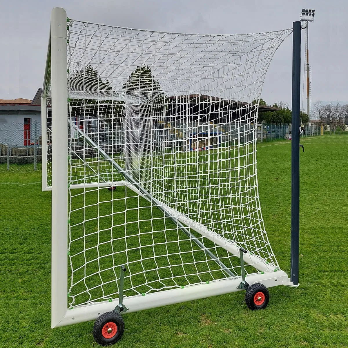 Porta calcio mobile 7,32x2,44 m in alluminio UNI EN 748