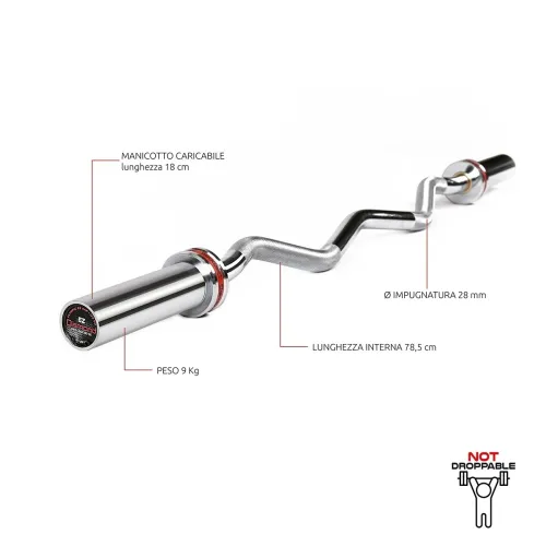 Bilanciere olimpico curl  Diamond | Lunghezza 120 cm peso max 150 kg