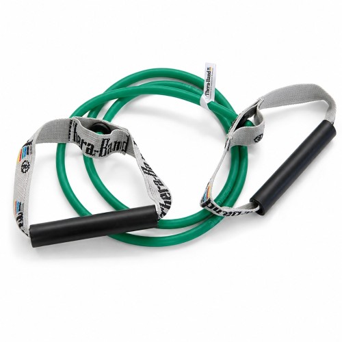 Elastico tubolare TheraBand verde con maniglie &acirc; resistenza forte