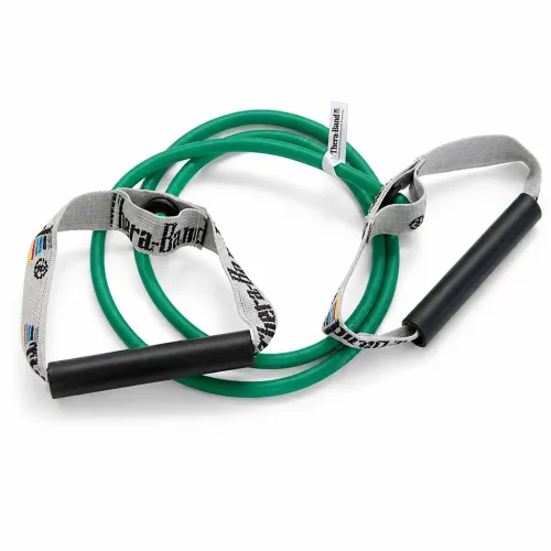 Elastico tubolare TheraBand verde con maniglie – resistenza forte