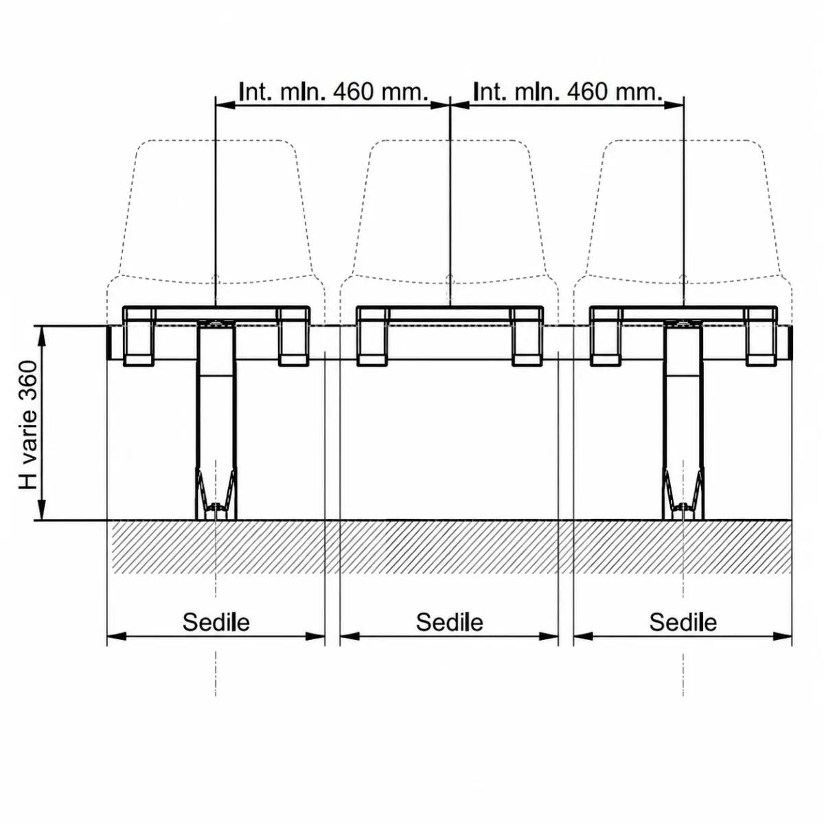 Panca modulare per sedute da tribuna 5 posti | Conquest