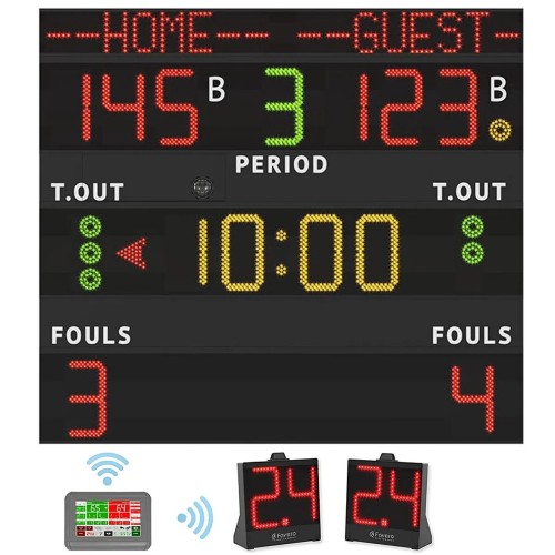 Tabellone segnapunti elettronico H30N FIBA con console e 24 secondi
