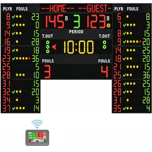 Tabellone segnapunti elettronico H30N FIBA con console e pannelli giocatori