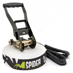 Spider Slackline White Line da 15 metri, con borsa e protezione per cricchetto
