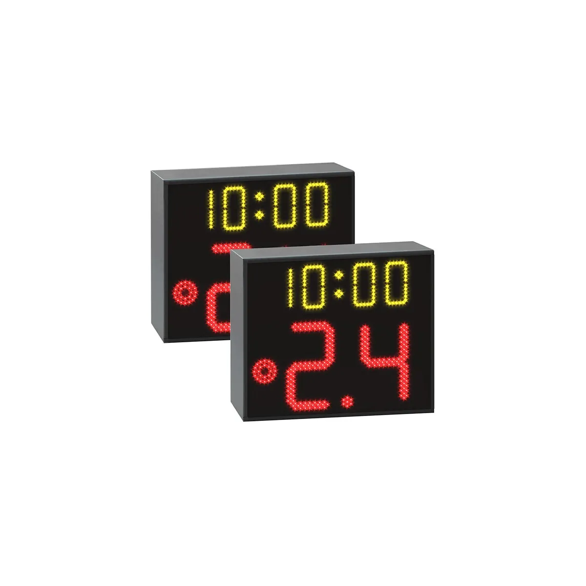 Coppia tabelloni 24 secondi FIBA con tempo di gioco