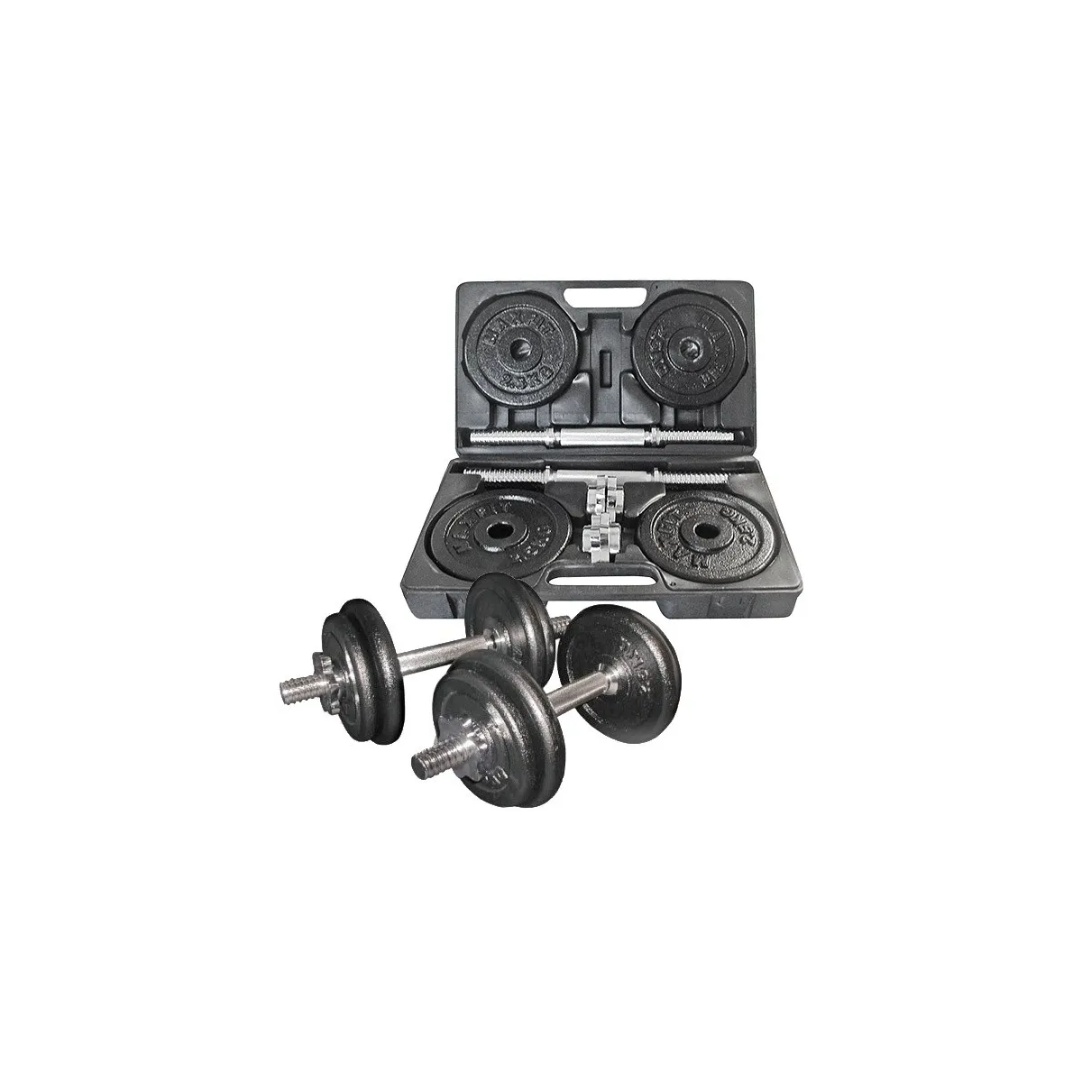 Valigetta con 2 manubri caricabili, totale 20 kg