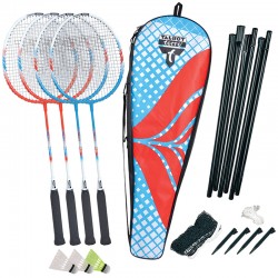 Set 4 racchette badminton Torro Fighter con impianto, volani e borsa
