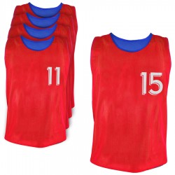 Set di 5 maglie reversibili per allenamento numerate 11-15 rosse-blu