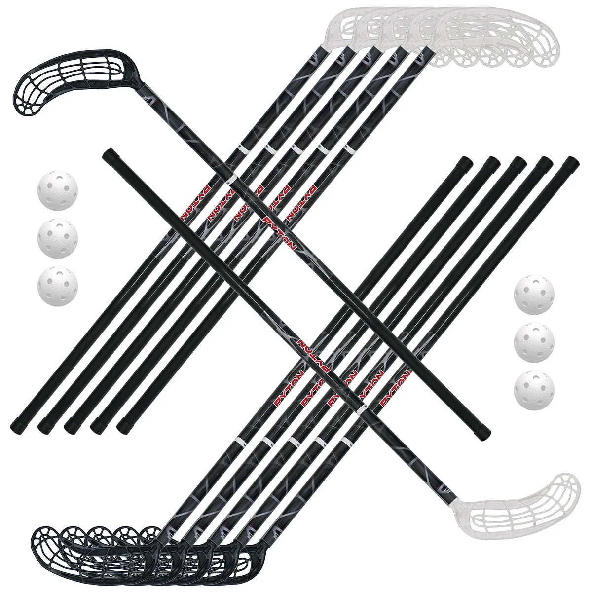 Set Pyton di 6+6 stecche per floorball con 6 palle