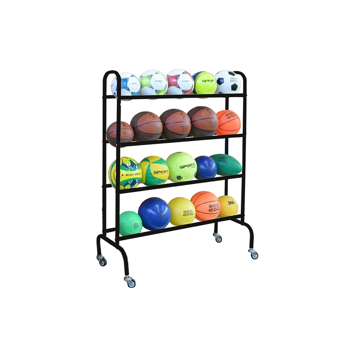 Carrello porta palloni a 4 ripiani