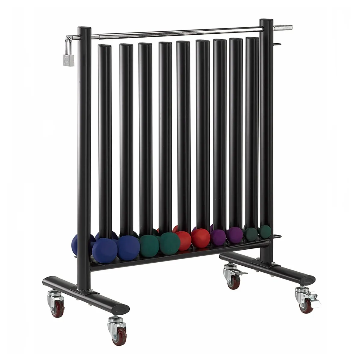 Rack verticale Diamond porta manubri per aerobica, mobile su ruote