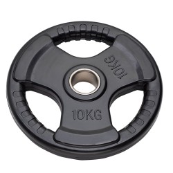 Disco gommato olimpico da 10 kg, foro 50 mm Tri-Grip