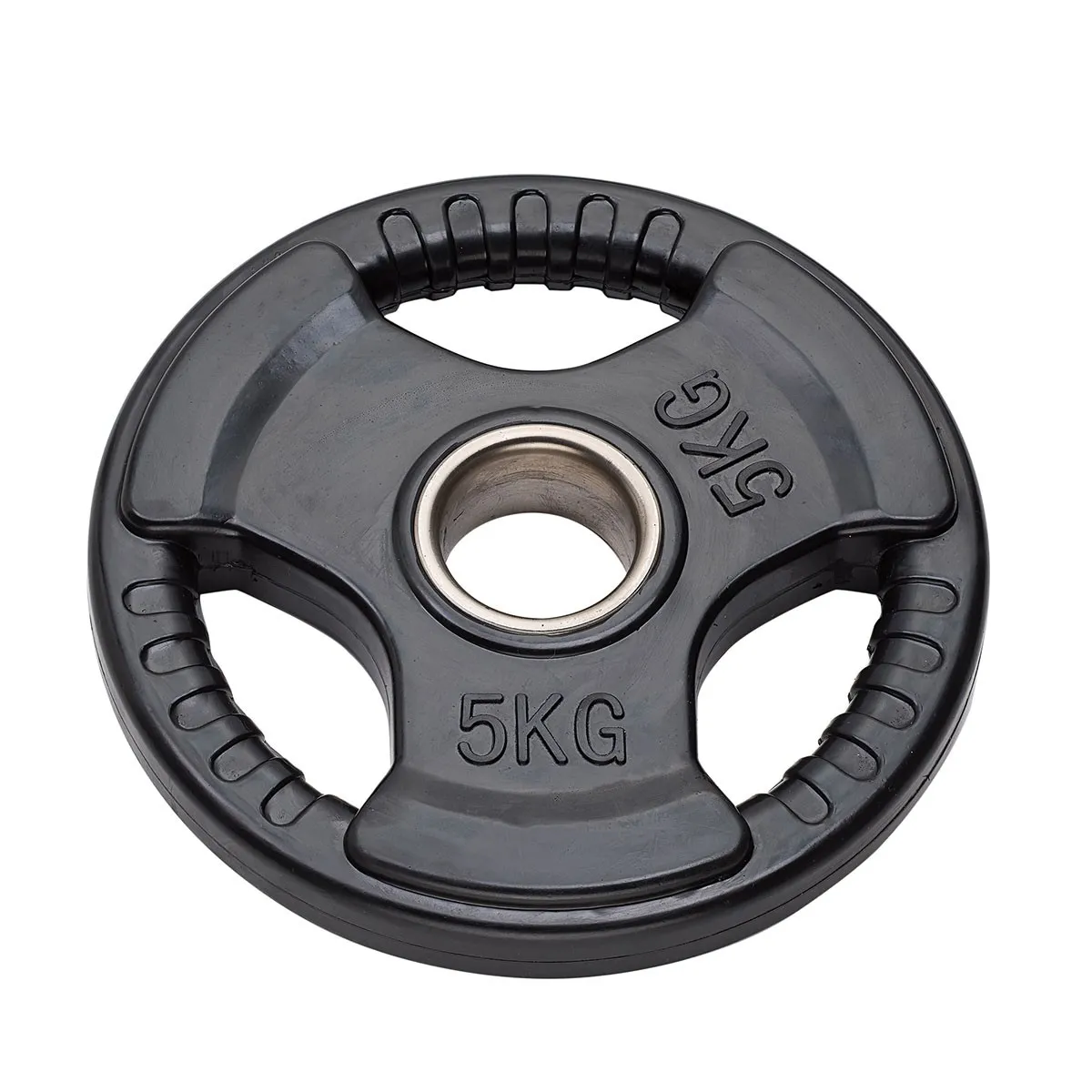 Disco gommato olimpico da 5 kg, foro 50 mm Tri-Grip