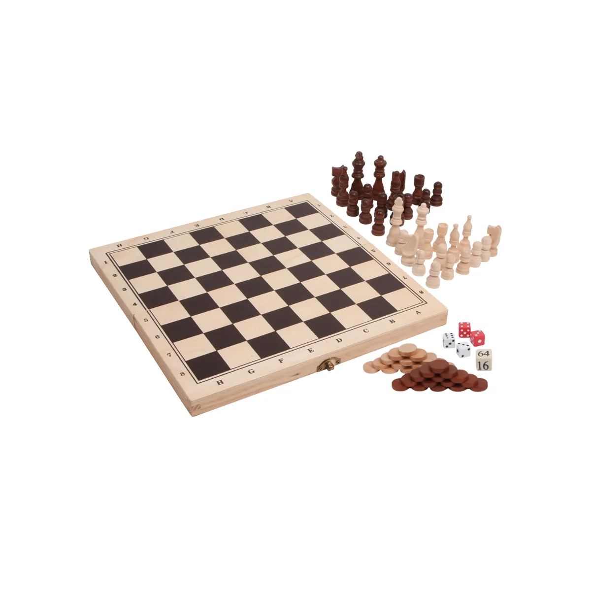 Scacchiera in legno 3 in 1