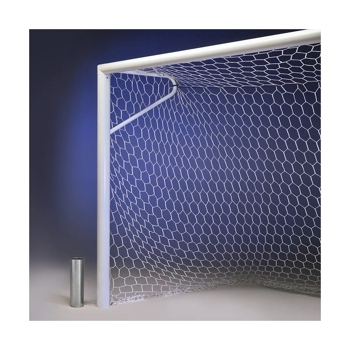 COPPIA porte calcio regolamentari in alluminio con reggirete a gomito