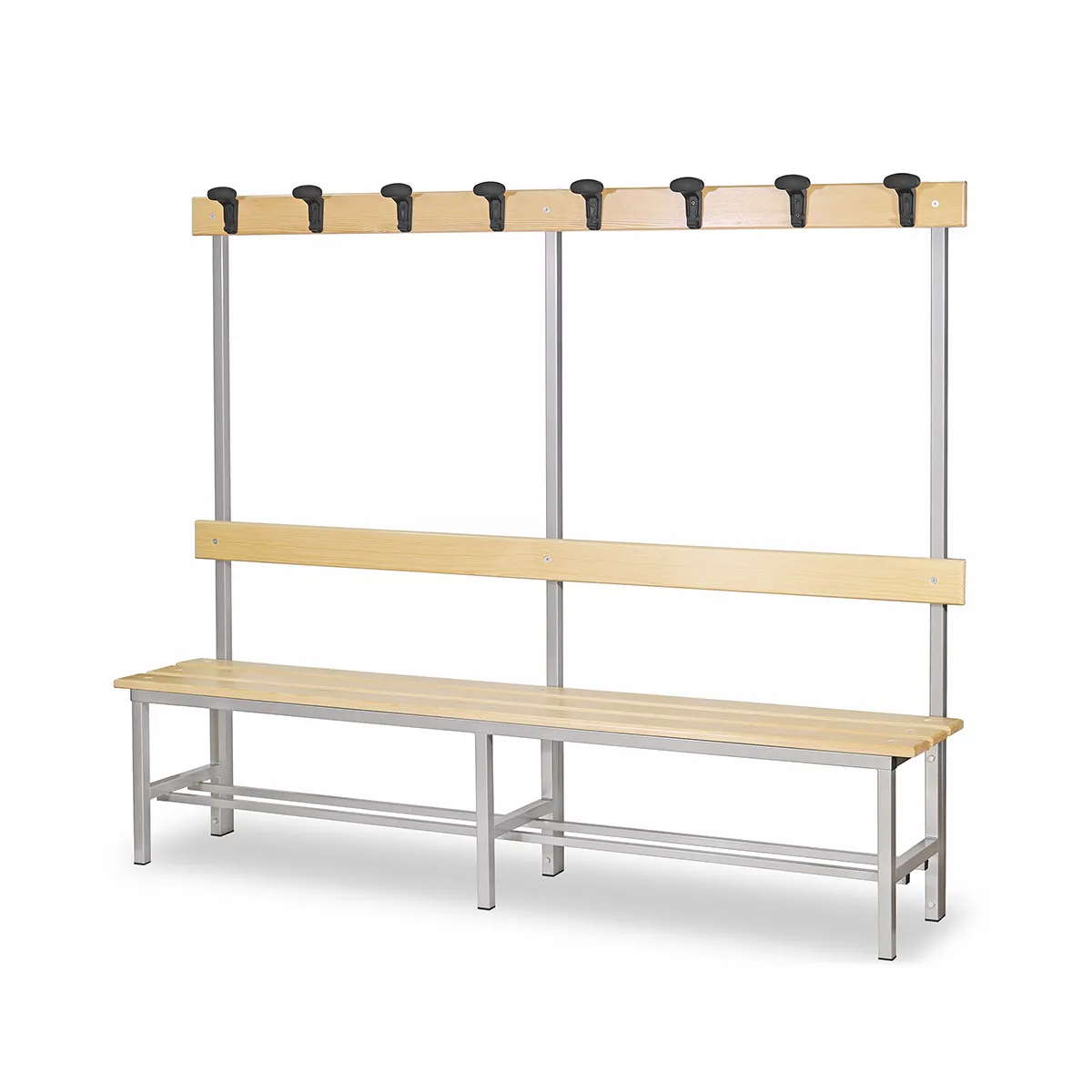 Panchina spogliatoio in alluminio da mt. 2 con appendiabiti