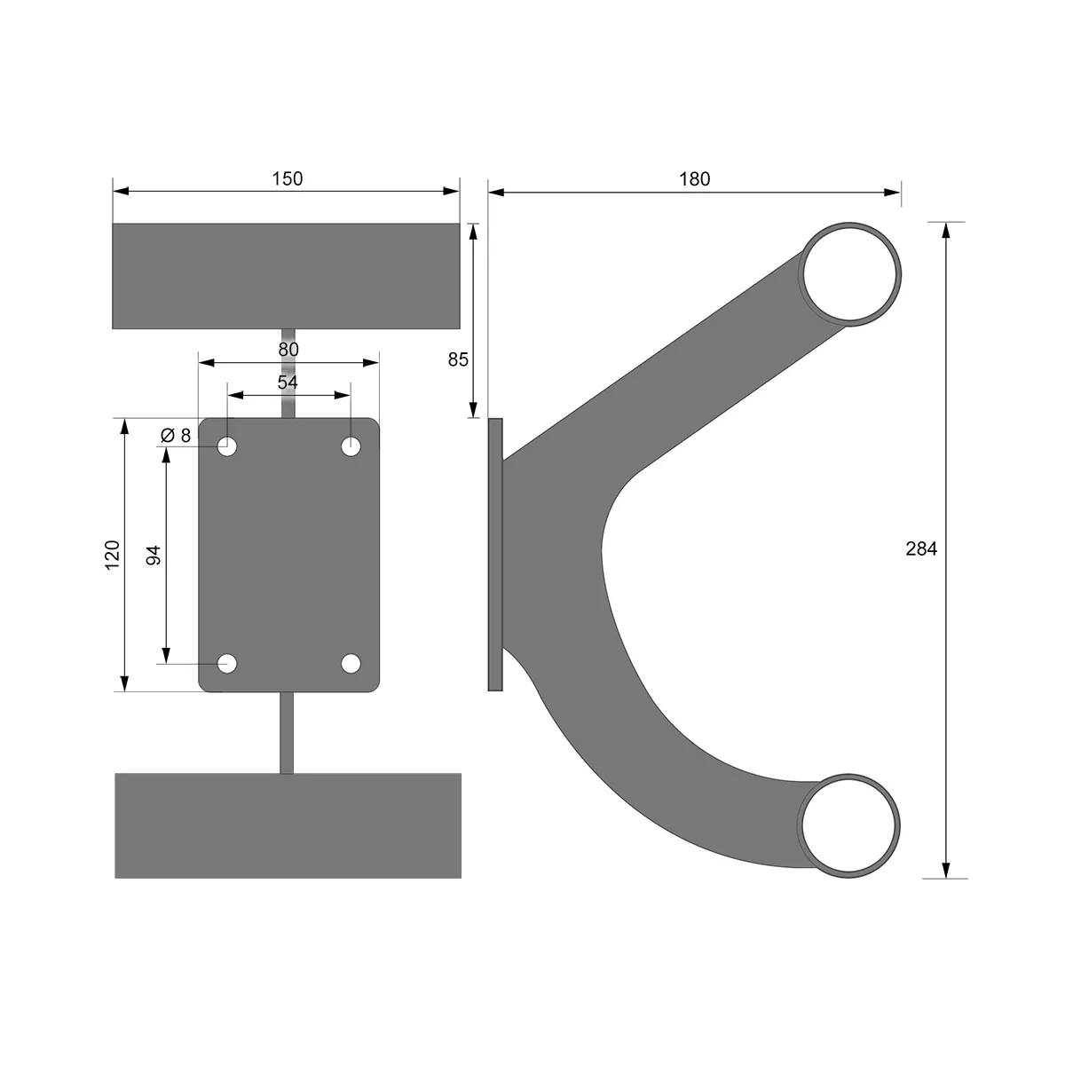 misure supporto per sbarra danza doppia