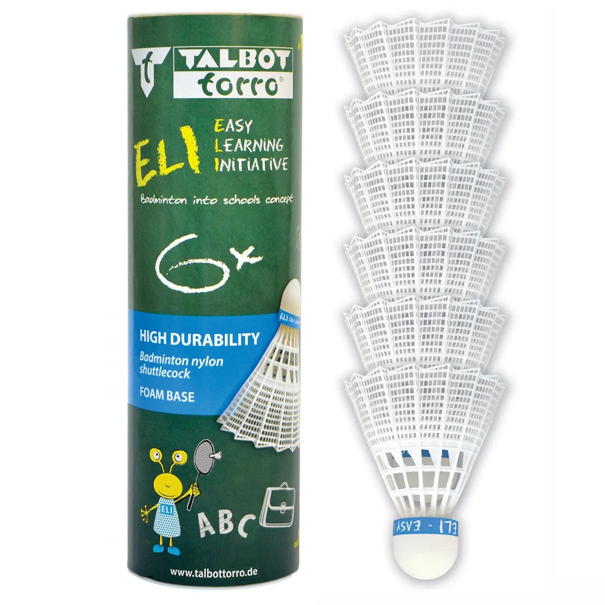 Tubo 6 volani per badminton Torro Eli a uso scolastico