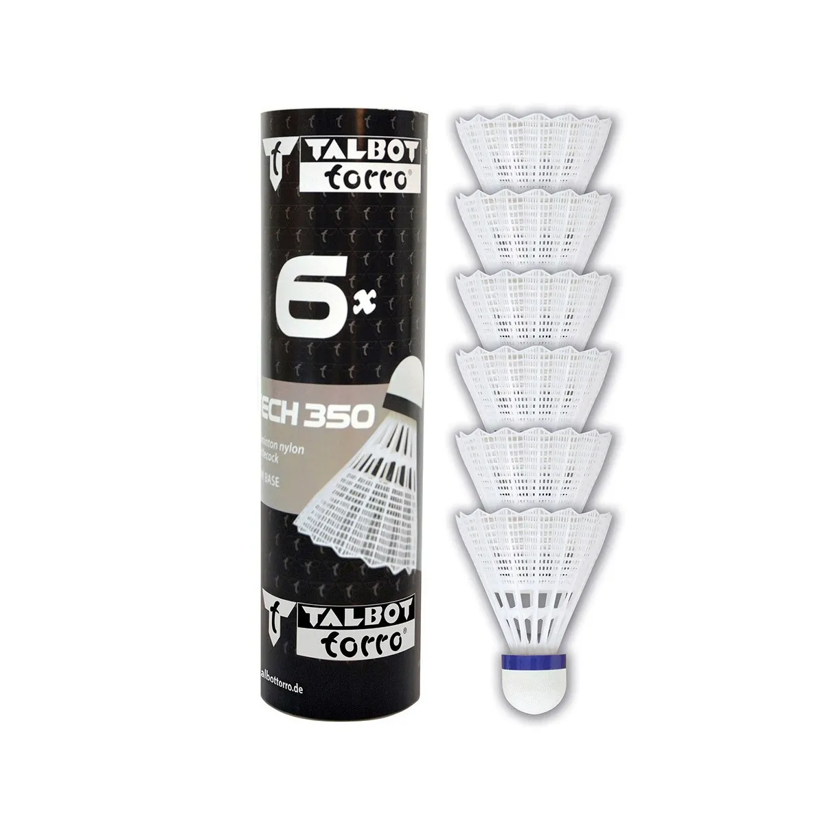 Set di 6 volani per badminton Torro Tech 350