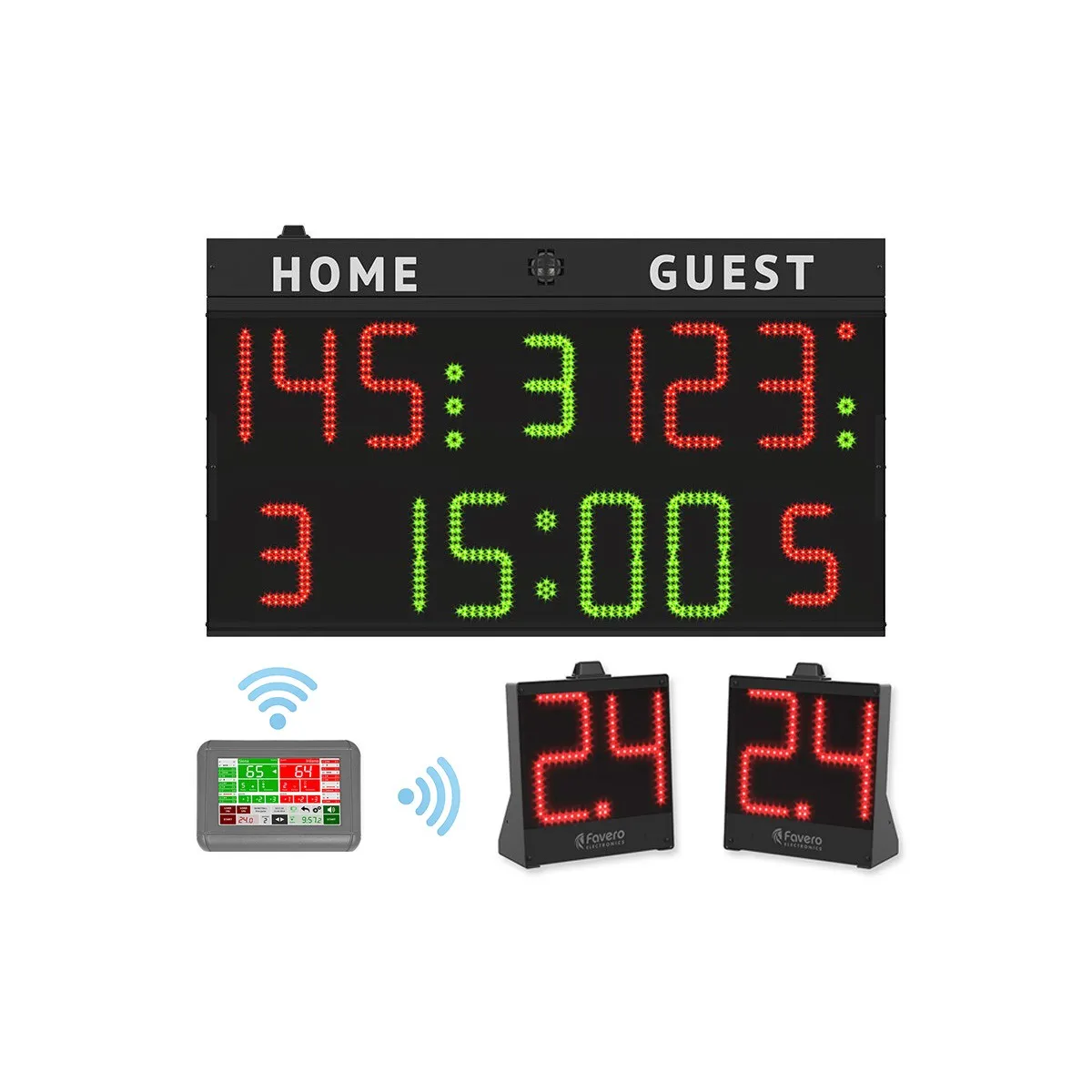 set completo segnapunti + 24 secondi + console