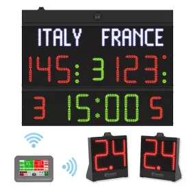 Tabellone elettronico multisport H25, Omologato FIBA 2, consolle wireless e coppia di 24 secondi