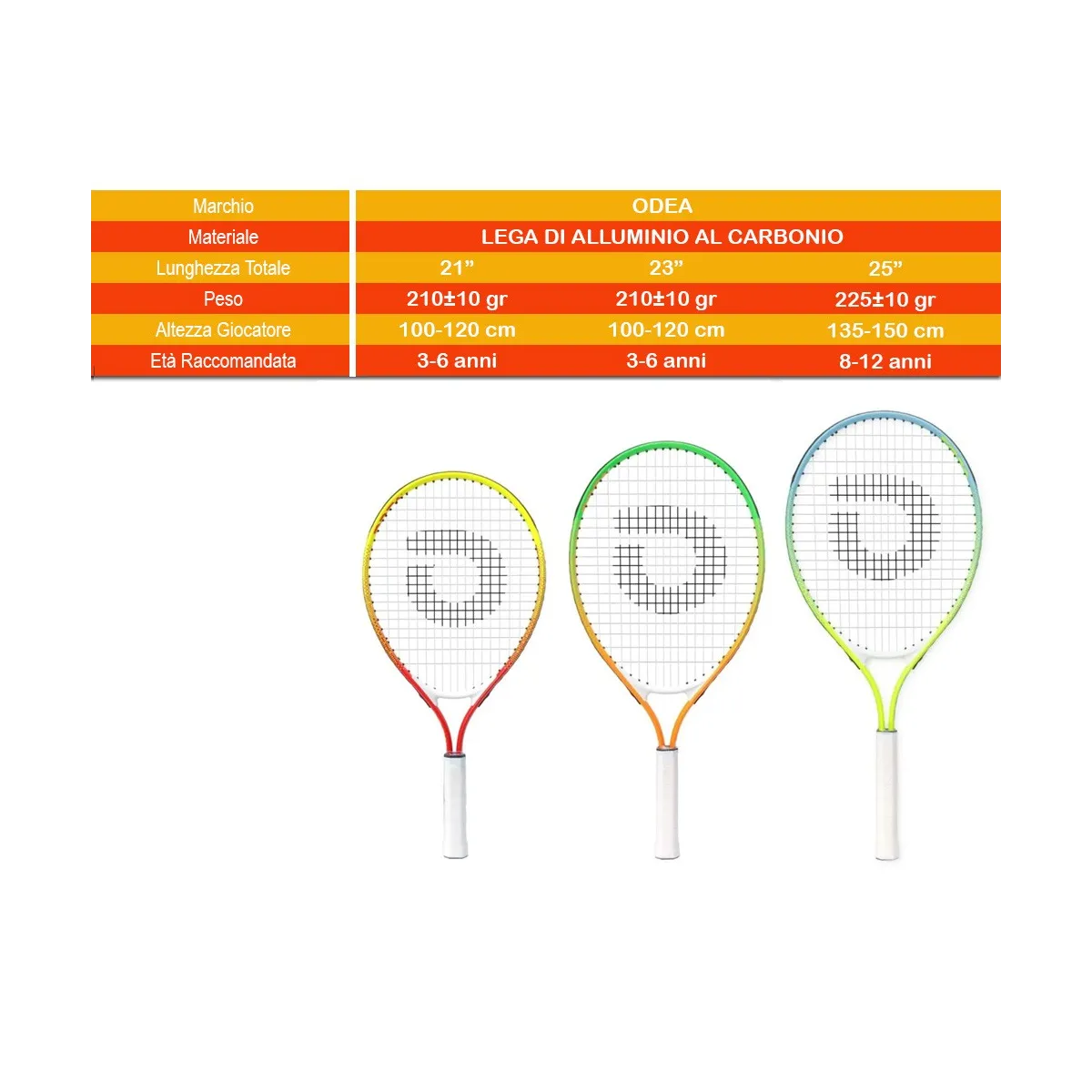 caratteristiche racchette Odea Jaguar per bambini