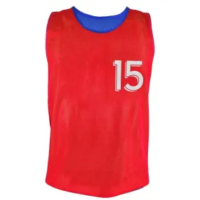 Set di 5 maglie reversibili numerate 11-15 rosso/blu