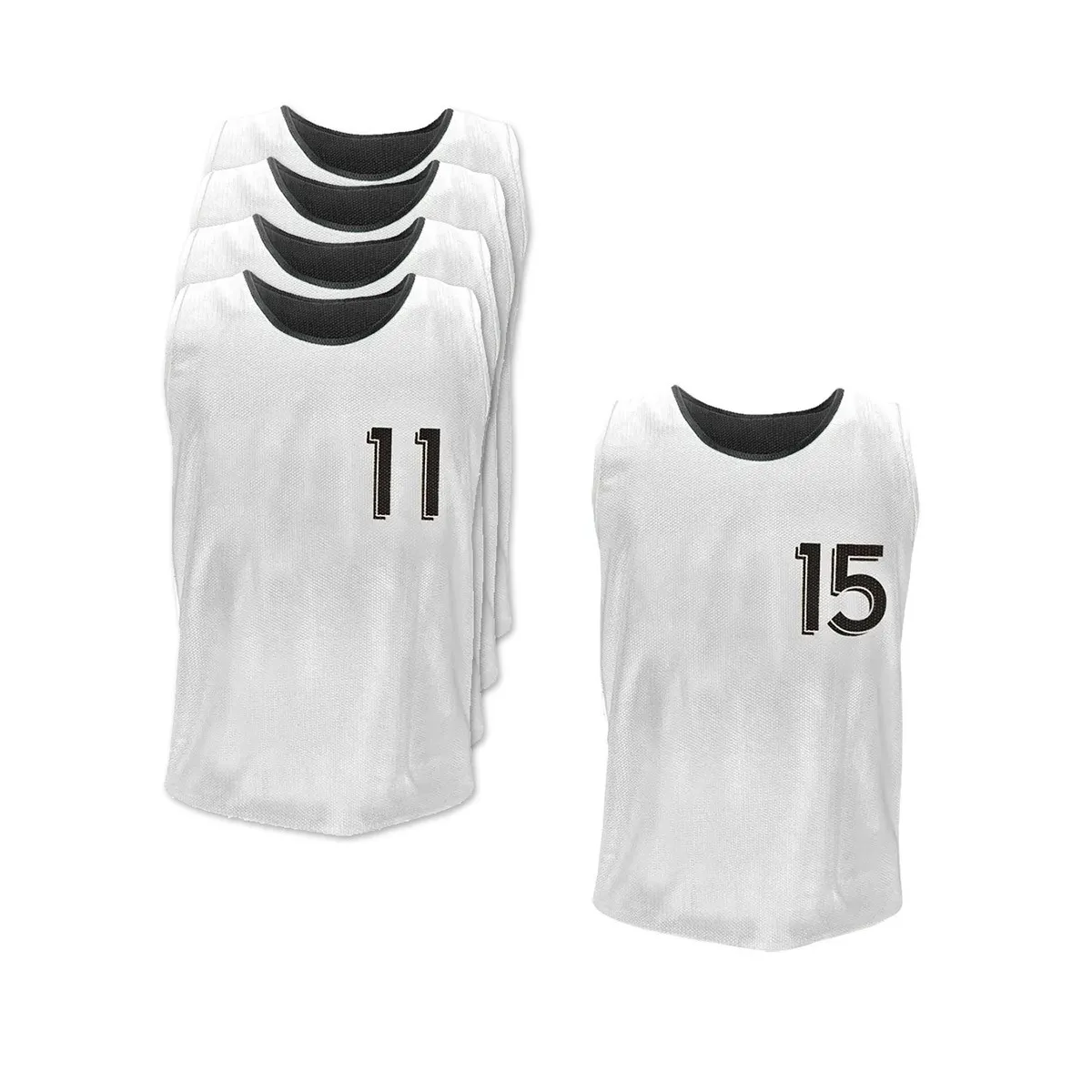 Set di 5 maglie reversibili numerate 11-15 bianco/nero