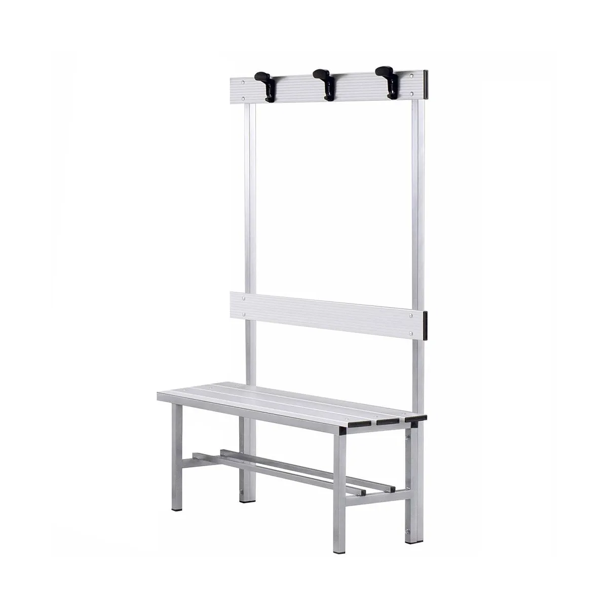 Panca in alluminio con schienale e appendiabiti 1 mt