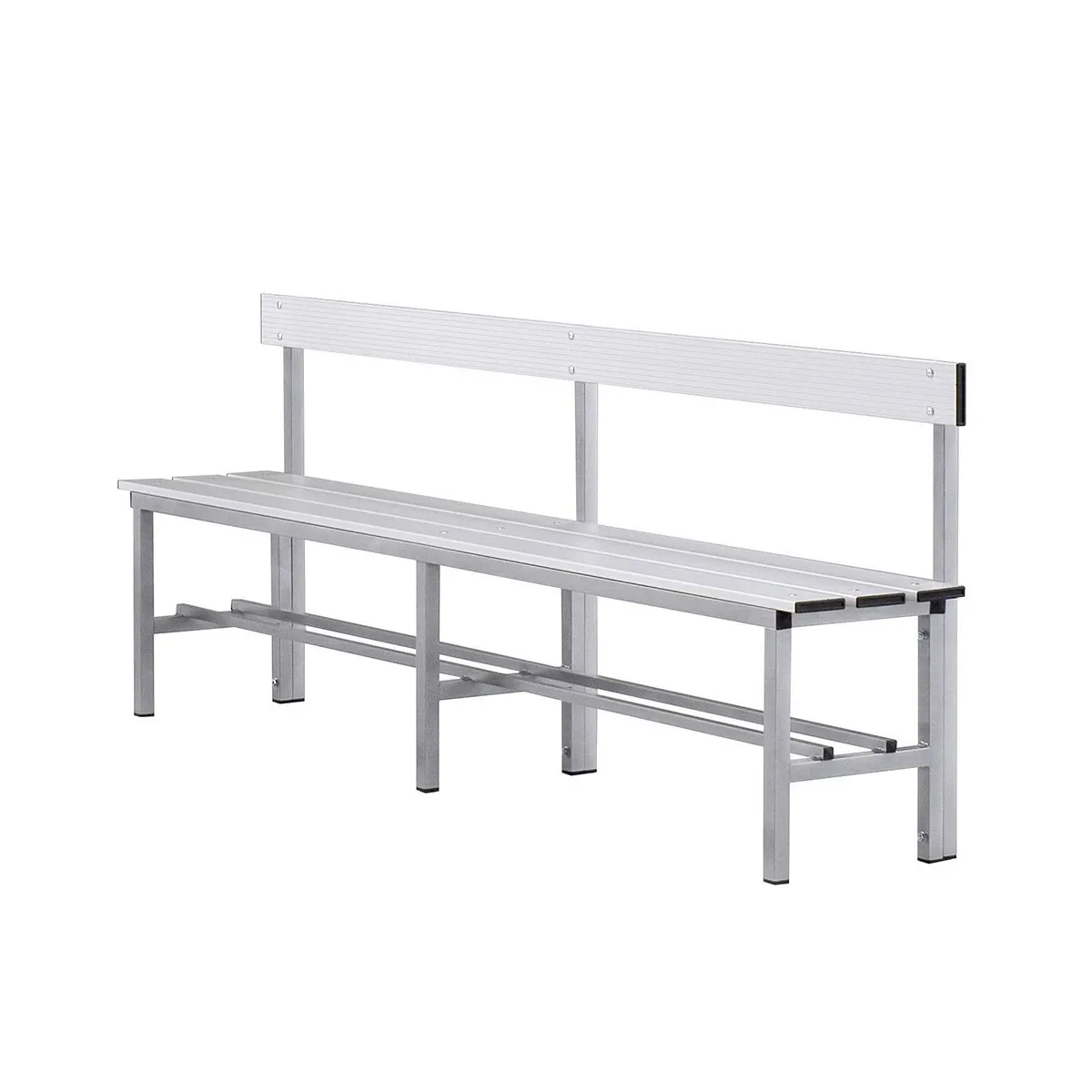 Panca in alluminio con schienale 2 mt