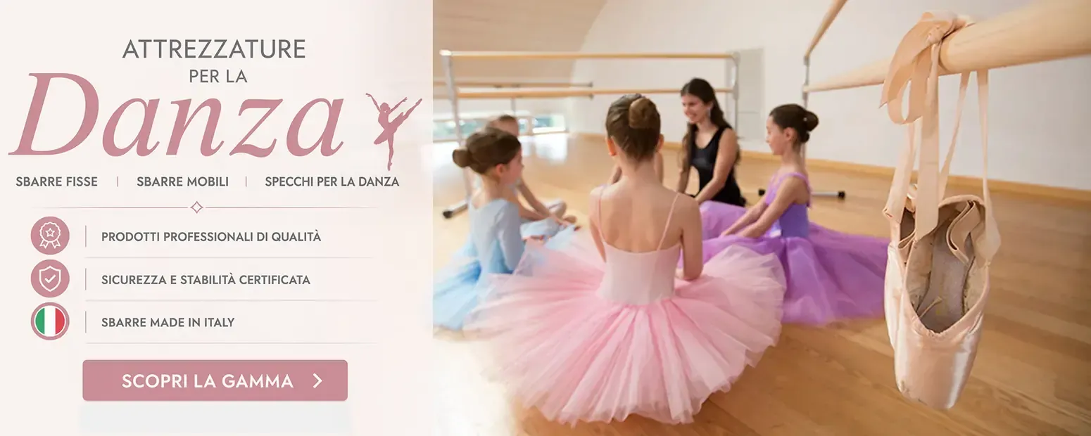 Sbarre danza professionali trasportabili o di tipo fisso, specchi per scuole danza